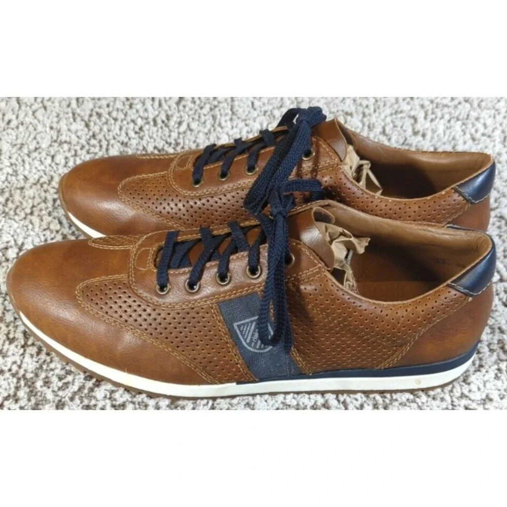 Rieker‎ Men's Brown Leather Almond Toe Lace-Up Loafer Size EU45 USA 11.5